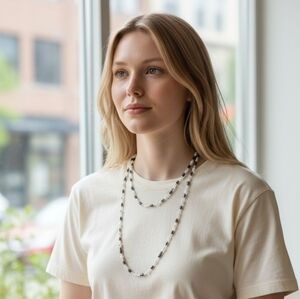 Magnetic Elegant Black and Silver Beaded Necklace